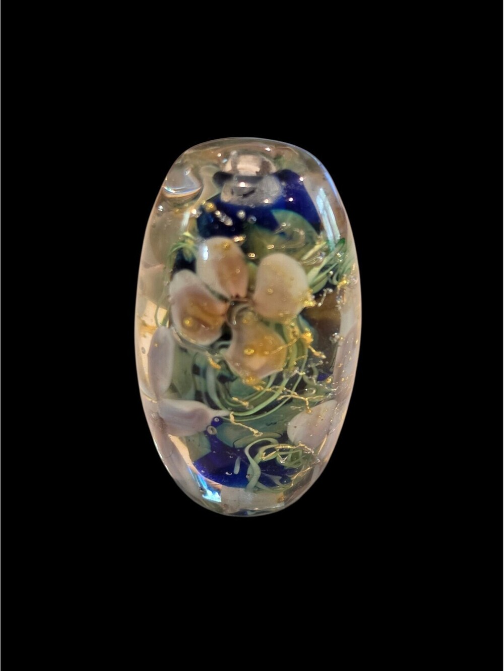 Artisan Lampwork Glass Seahorse Focal Bead 42mm Ocean Marine Barrel Tube Art
